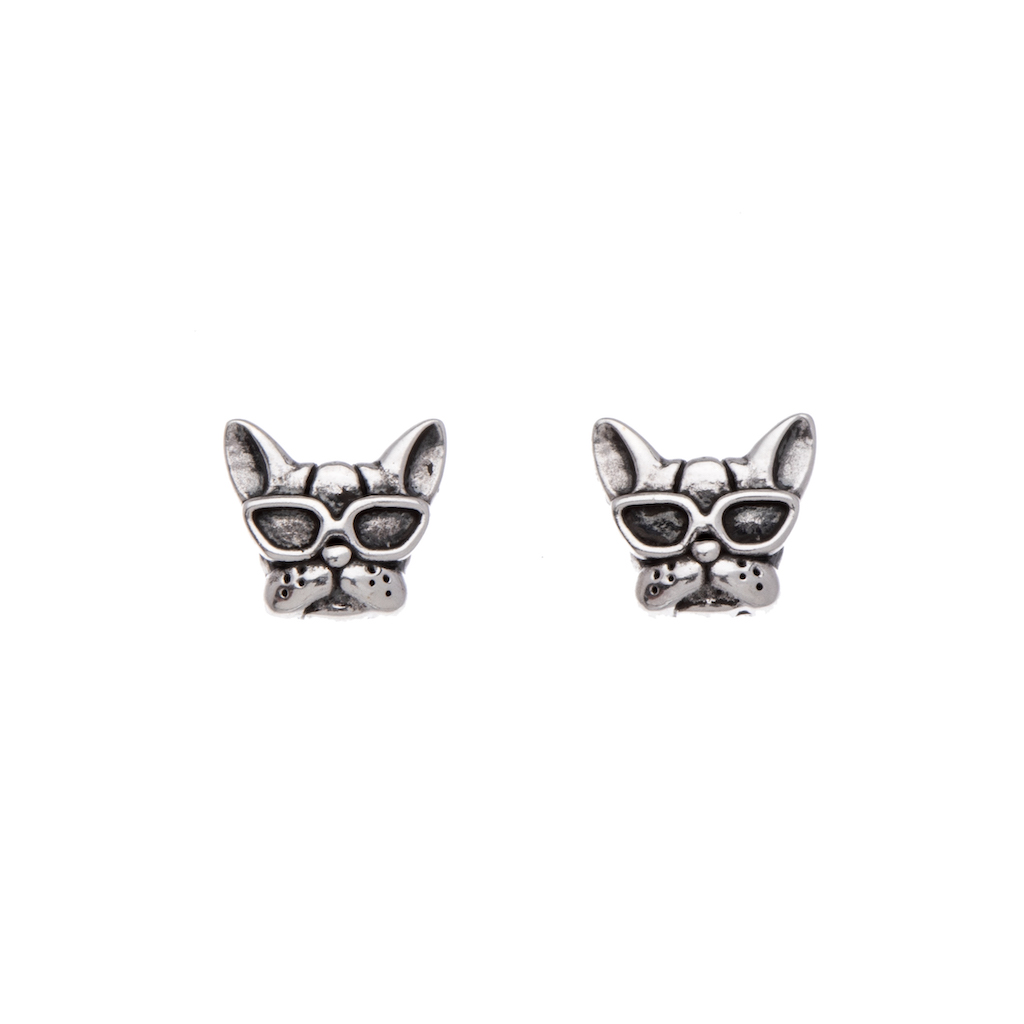 Ag Sterling - Sterling Silver Cool Dog Stud Earrings