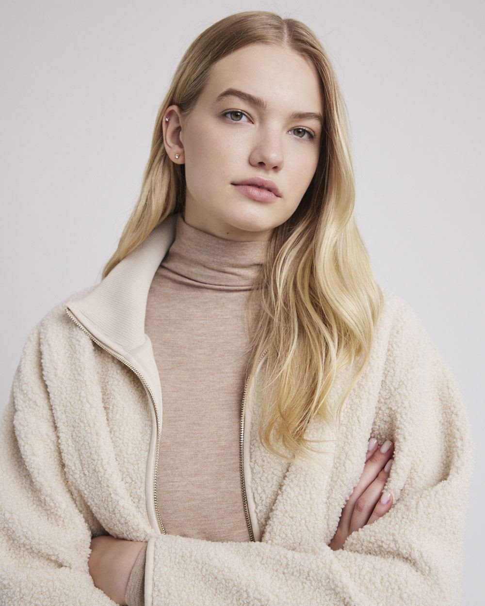 Sherpa Jacket with Zipper Closure