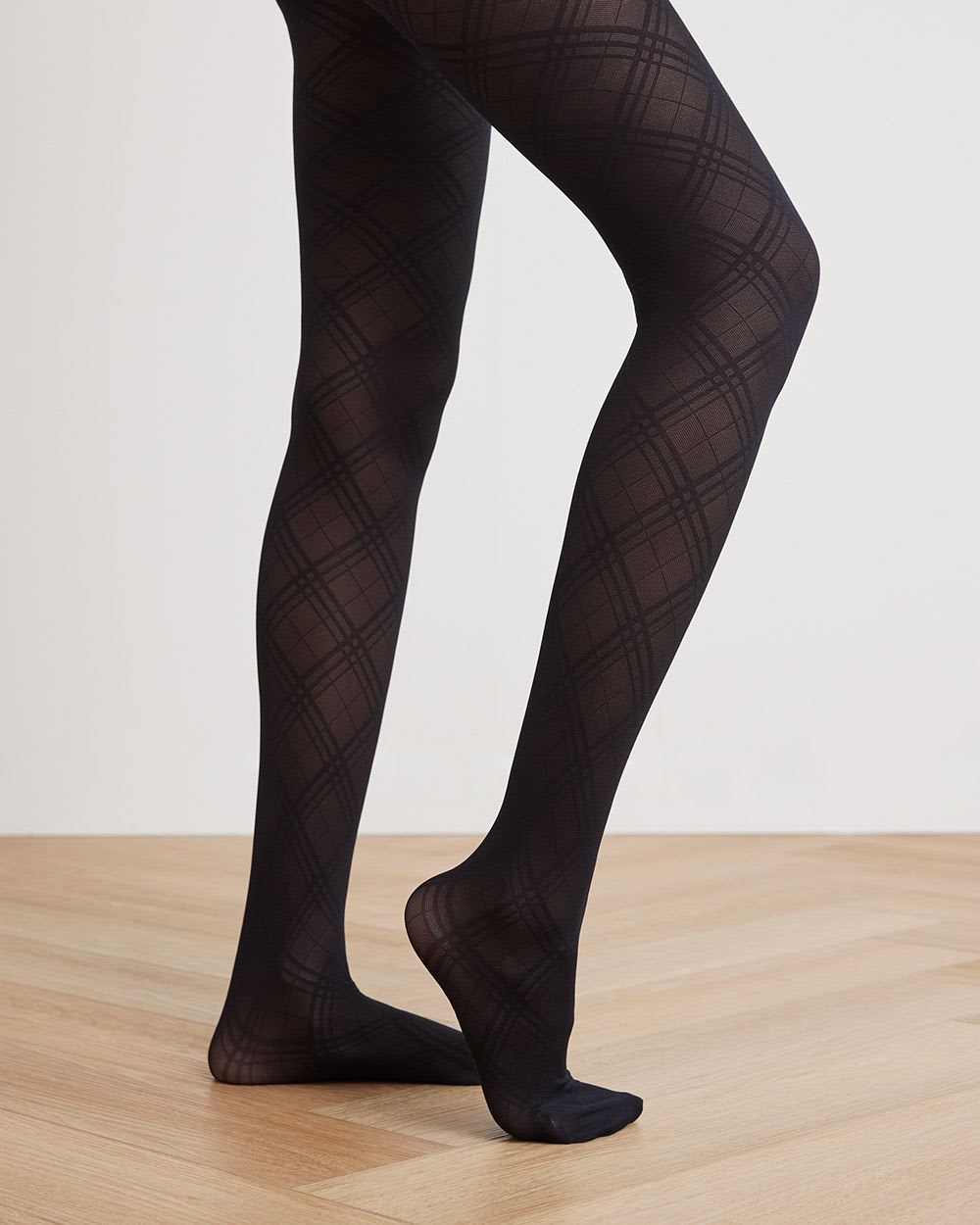 Semi-Sheer Plaid Tights