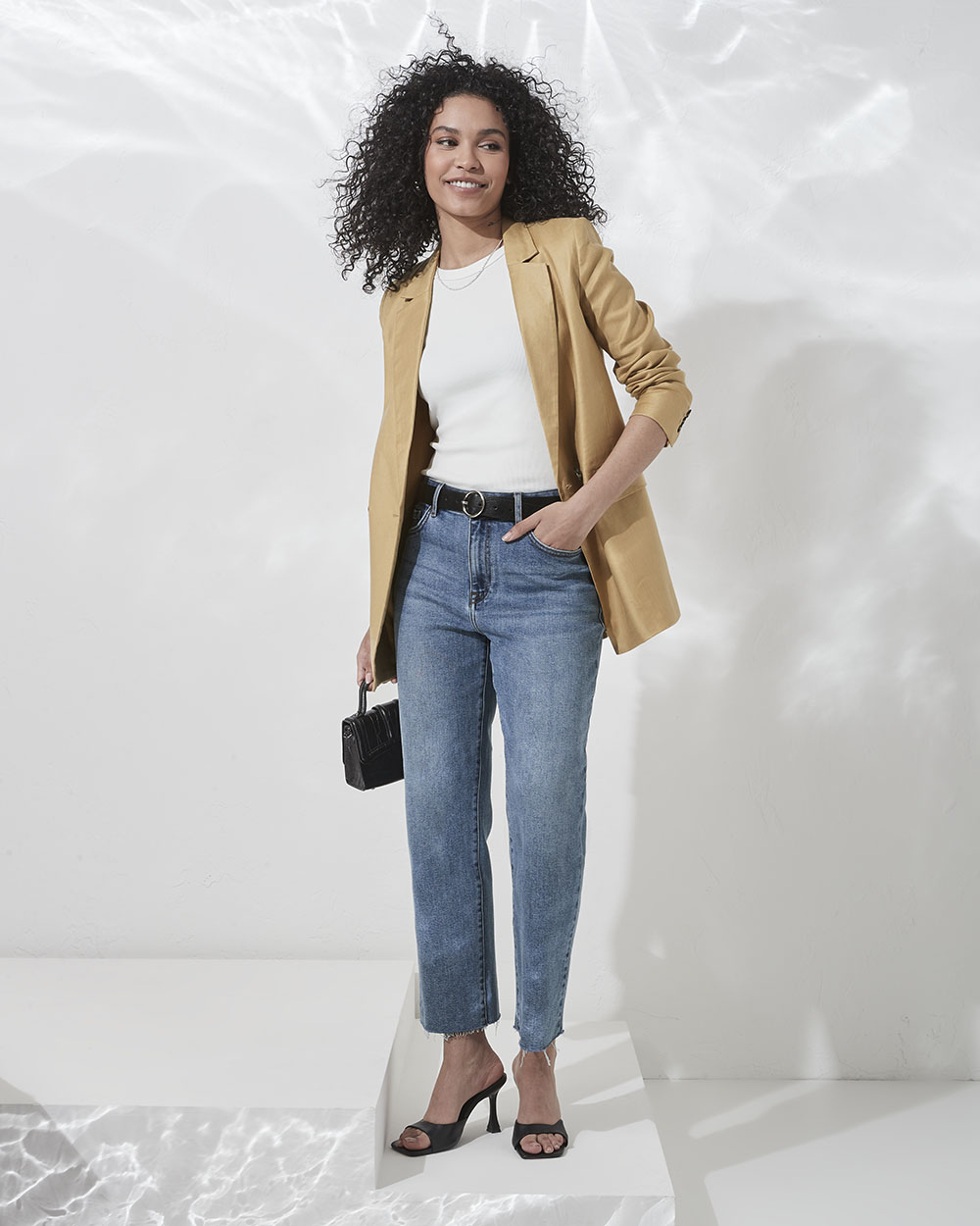 Linen Double-Breasted Long Oversized Blazer