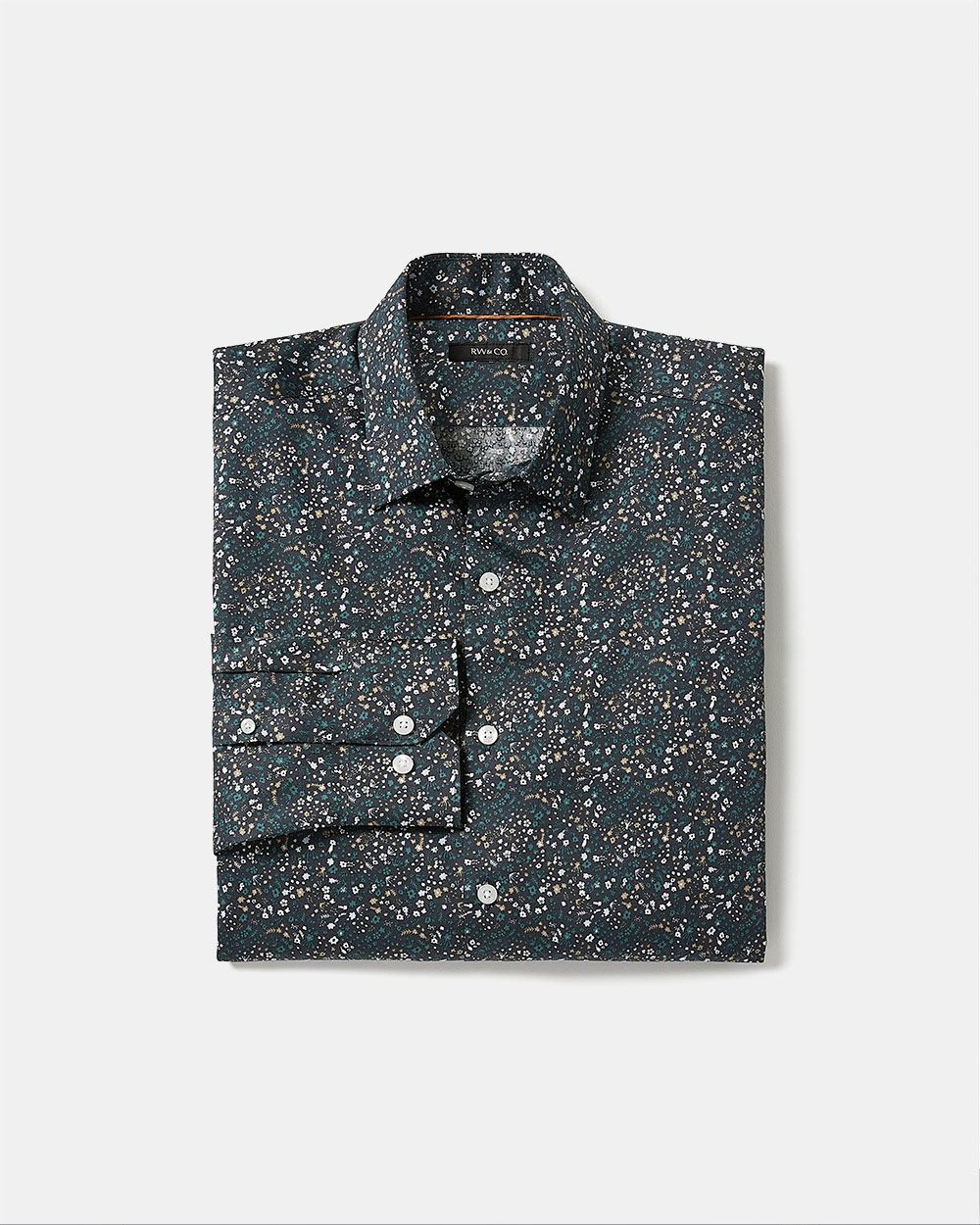 Tailored-Fit Dress Shirt with Tiny Floral Pattern
