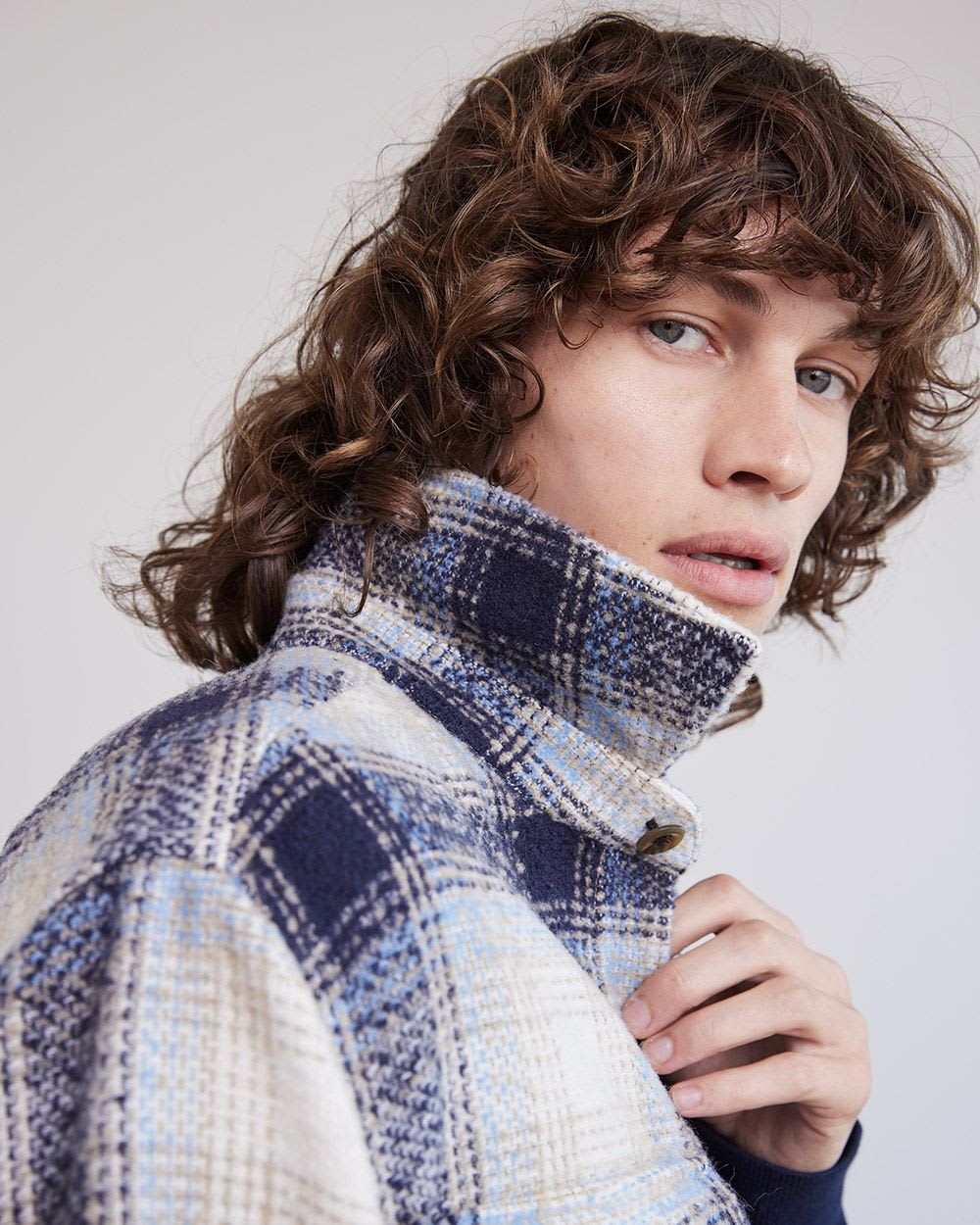 Plaid Blue and Cream Overshirt