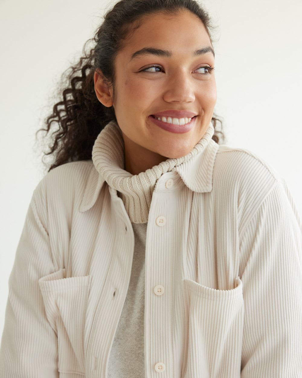 Long-Sleeve Velvet Ottoman-Knit Shirt - Hyba