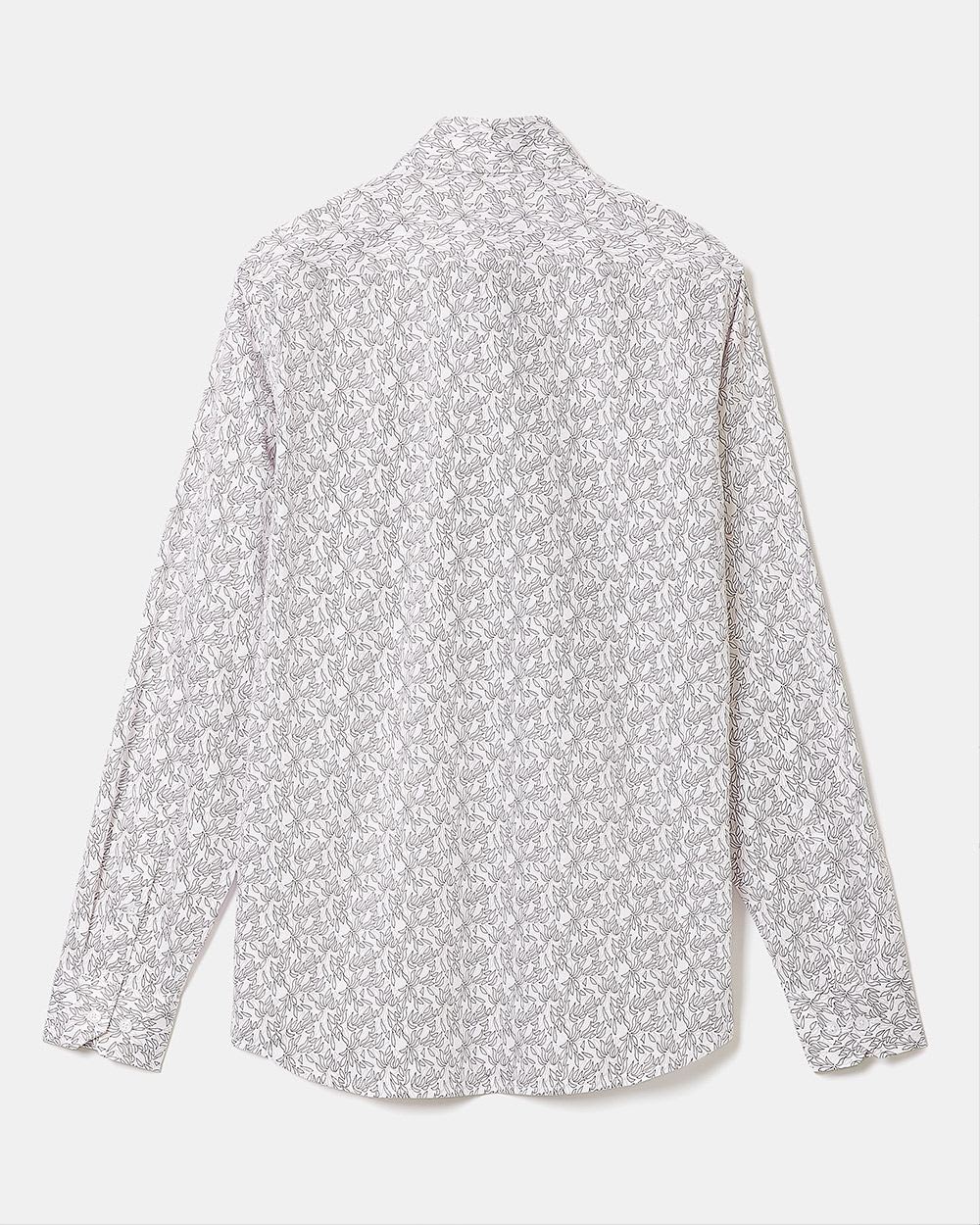 Tailored-Fit Dress Shirt with Micro Foliage Print