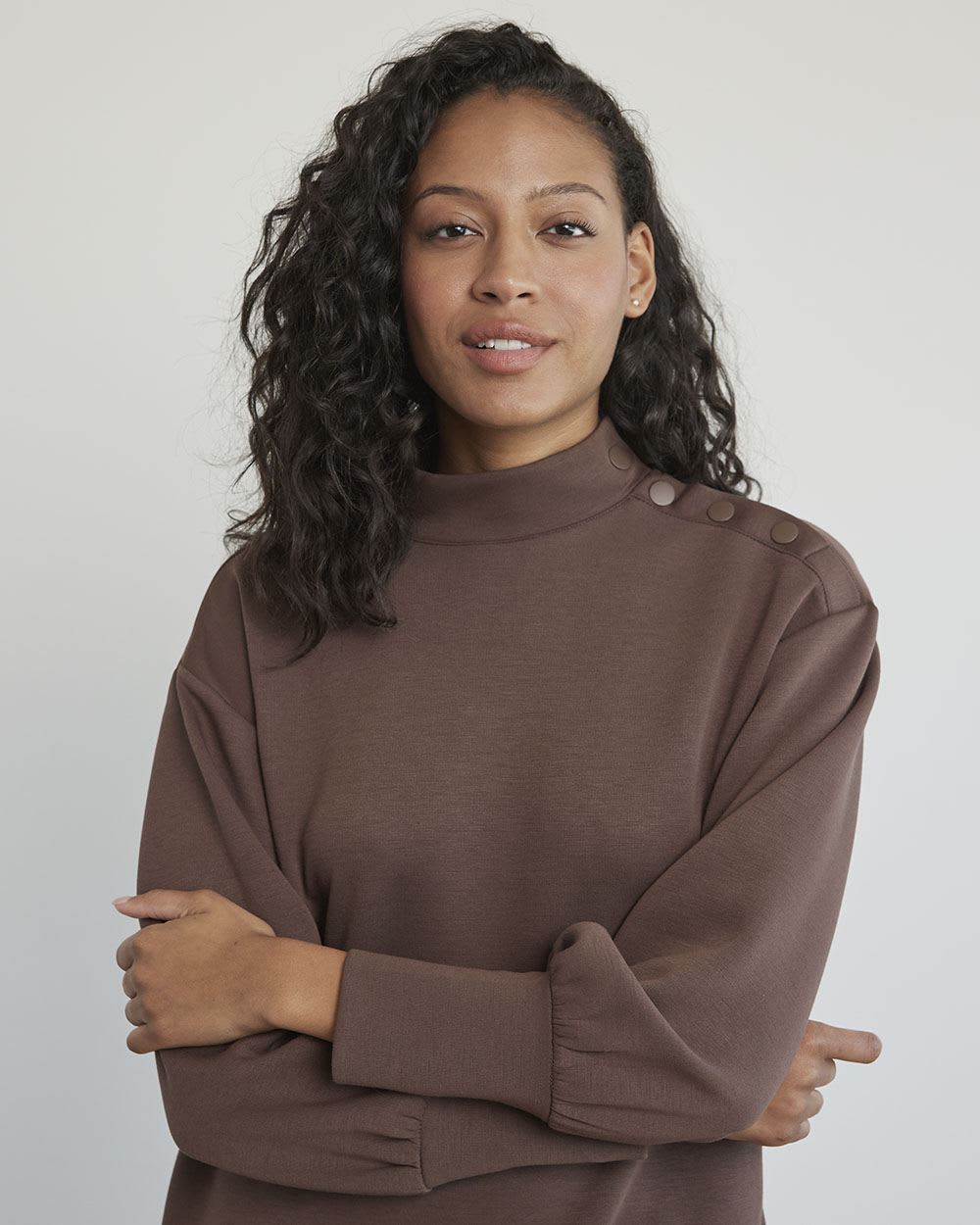 Long-Sleeve Straight Dress with Crew Neckline