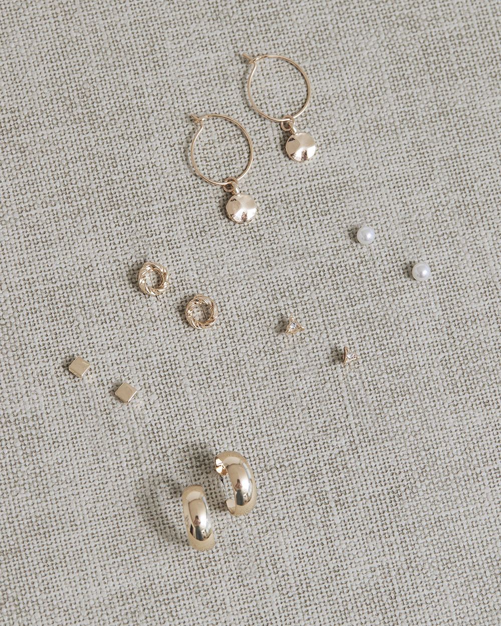 Boho Stud and Hoop Earrings - 6 Pairs