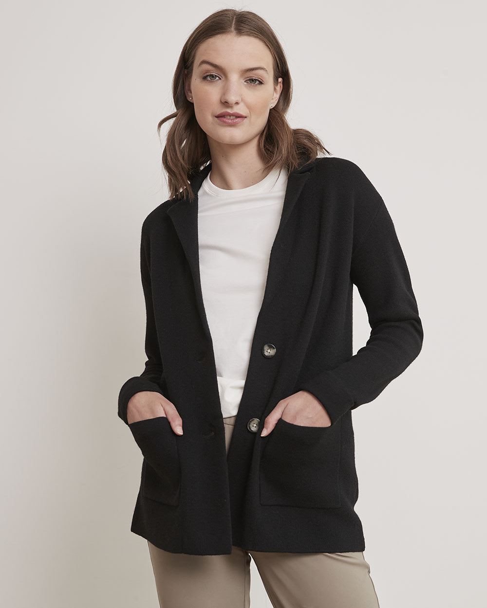 Two-Button Knit Blazer