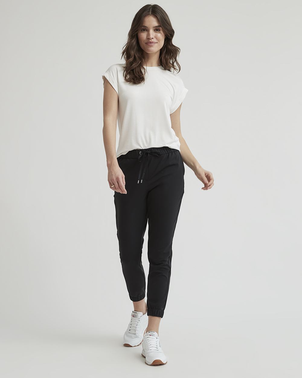 Extended-Sleeve Crew-Neck Fitted Tee