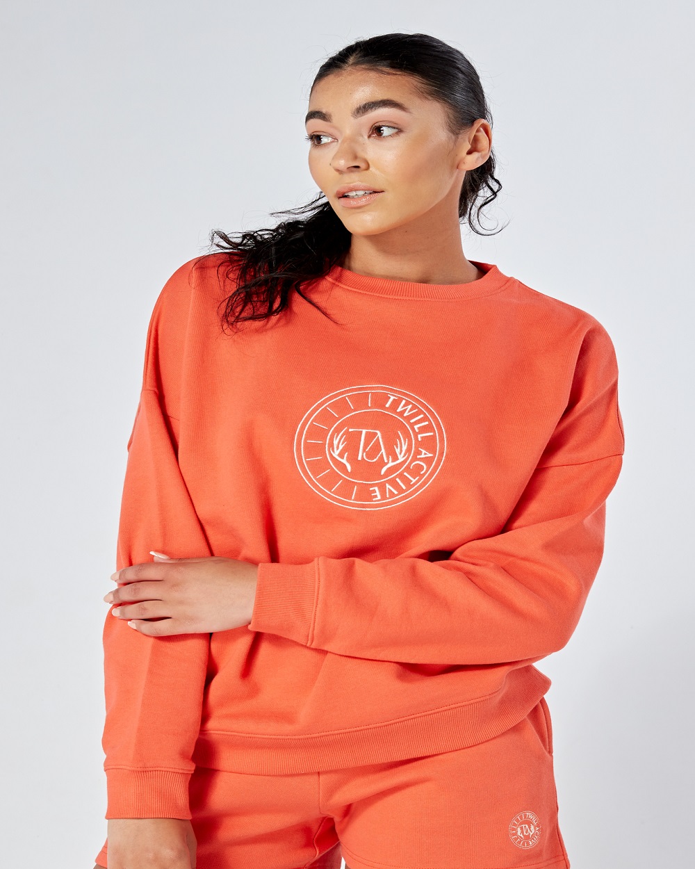 Twill Active - Essentials Oversized Crewneck Sweatshirt - Coral