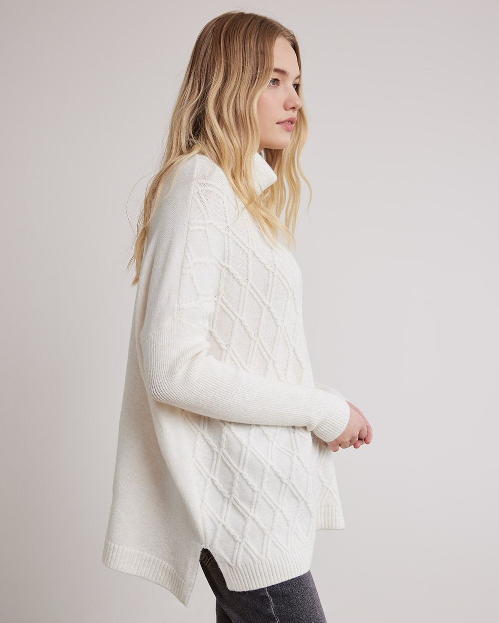 Oversized Long-Sleeve Turtleneck Tunic