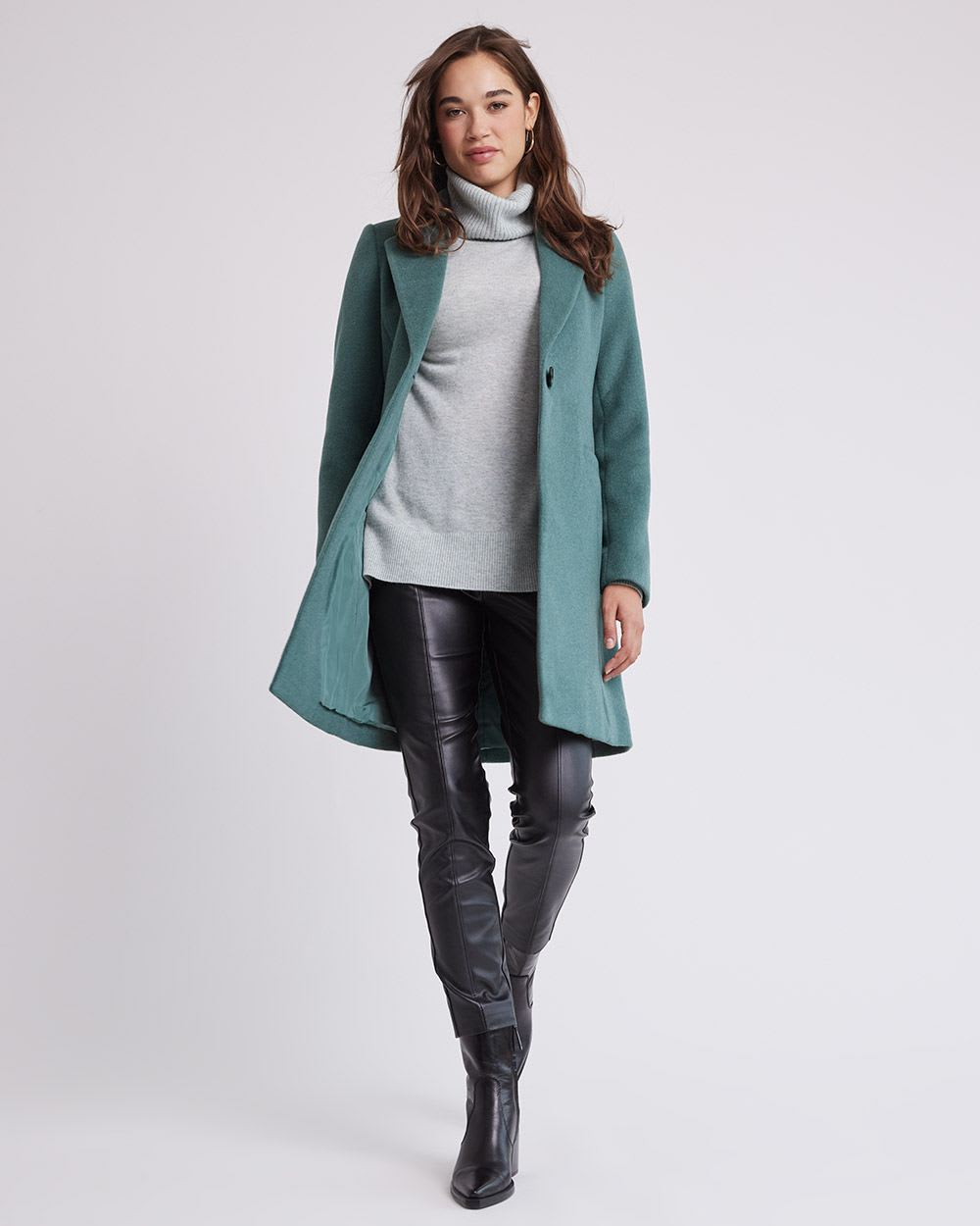 Classic One-Button Wool Coat