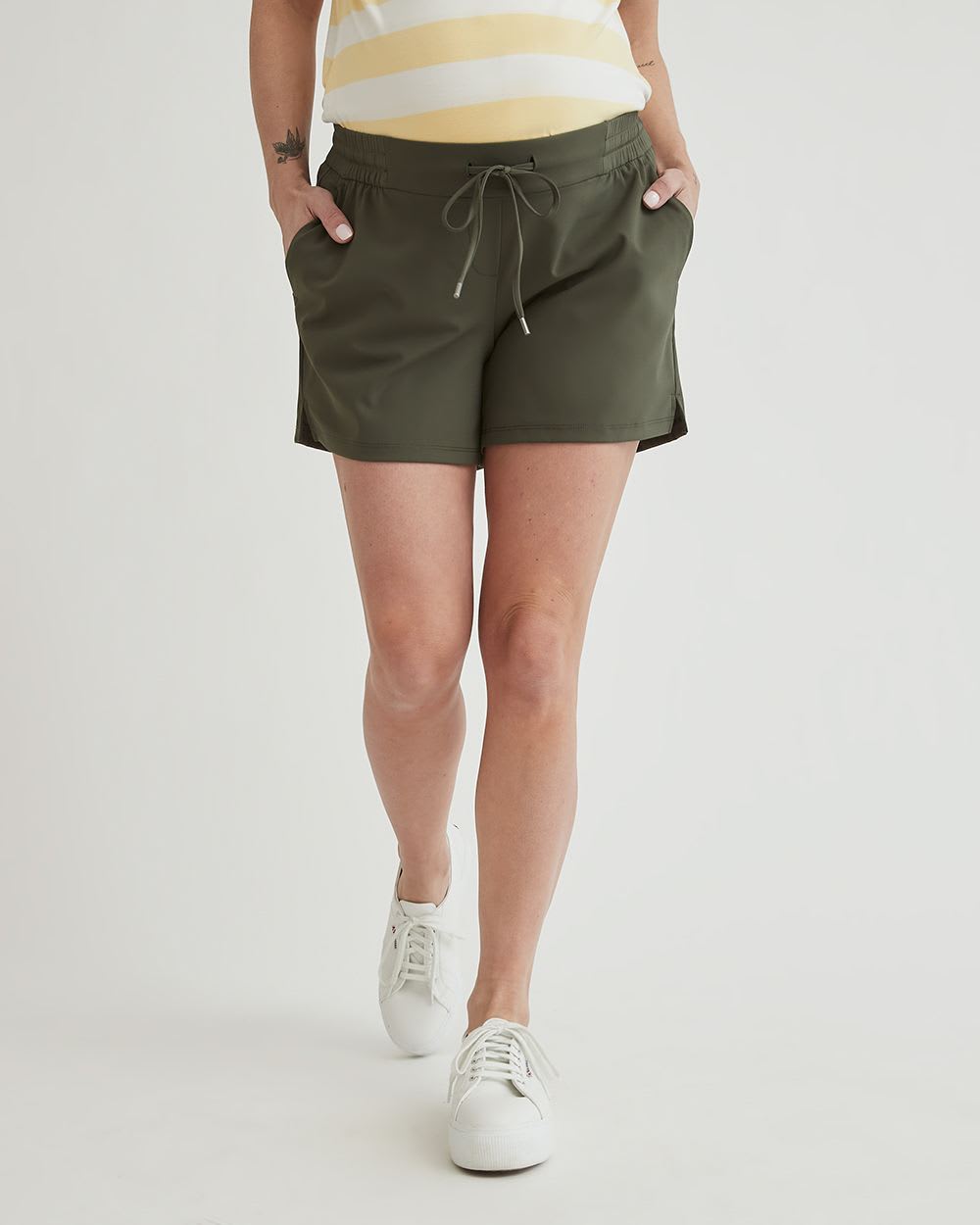 4-Way Stretch Short with Drawstring - Thyme Maternity