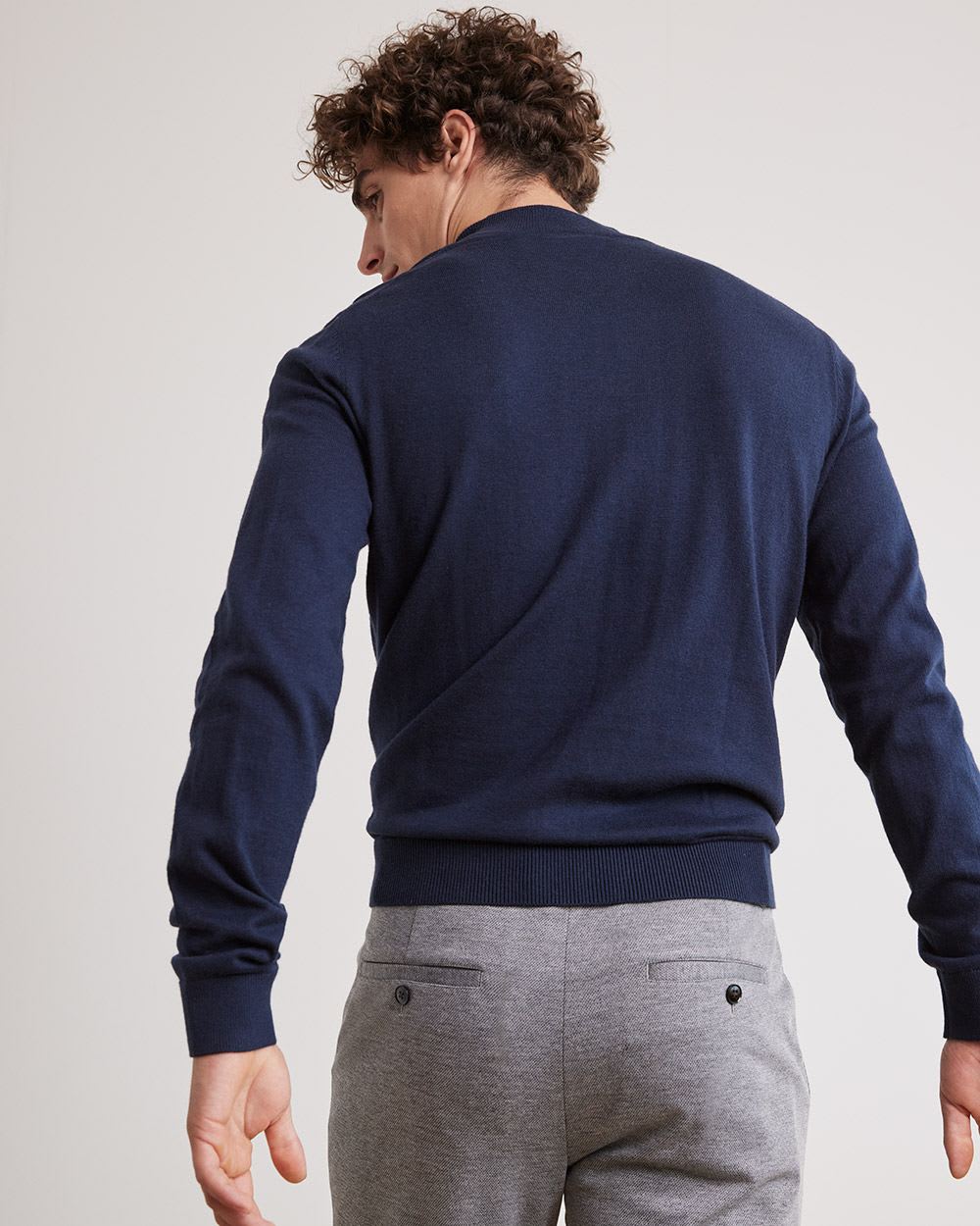 Solid Long-Sleeve Mock-Neck Sweater