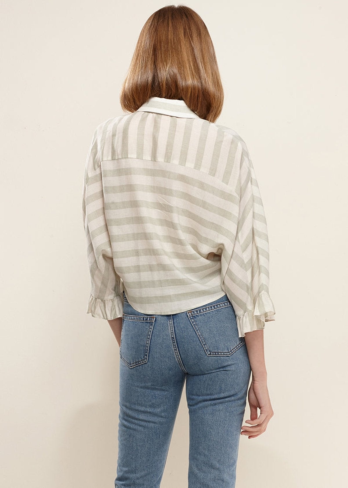 Nurode Button Down Cropped Shirt