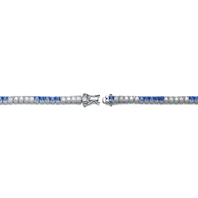 Sterling Silver with Colored Cubic Zirconia 5x5 Accent Bracelet