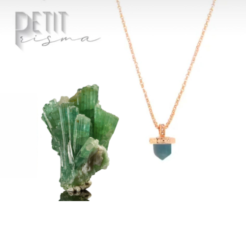 Petit Prism Necklace Green Quartz - Handmade Product