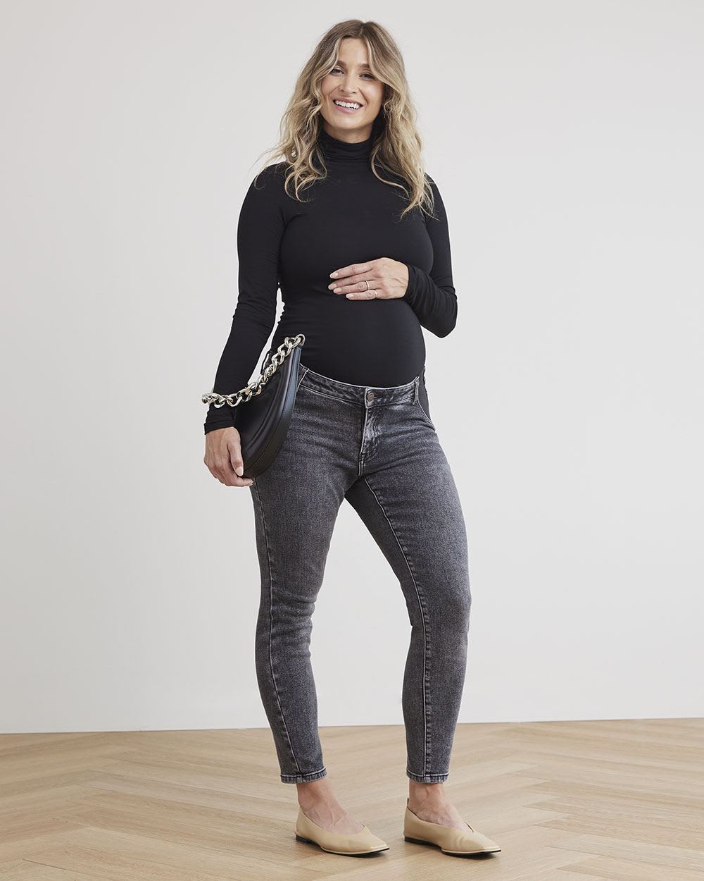 Grey Wash Skinny Ankle Leg Jeans - Thyme Maternity