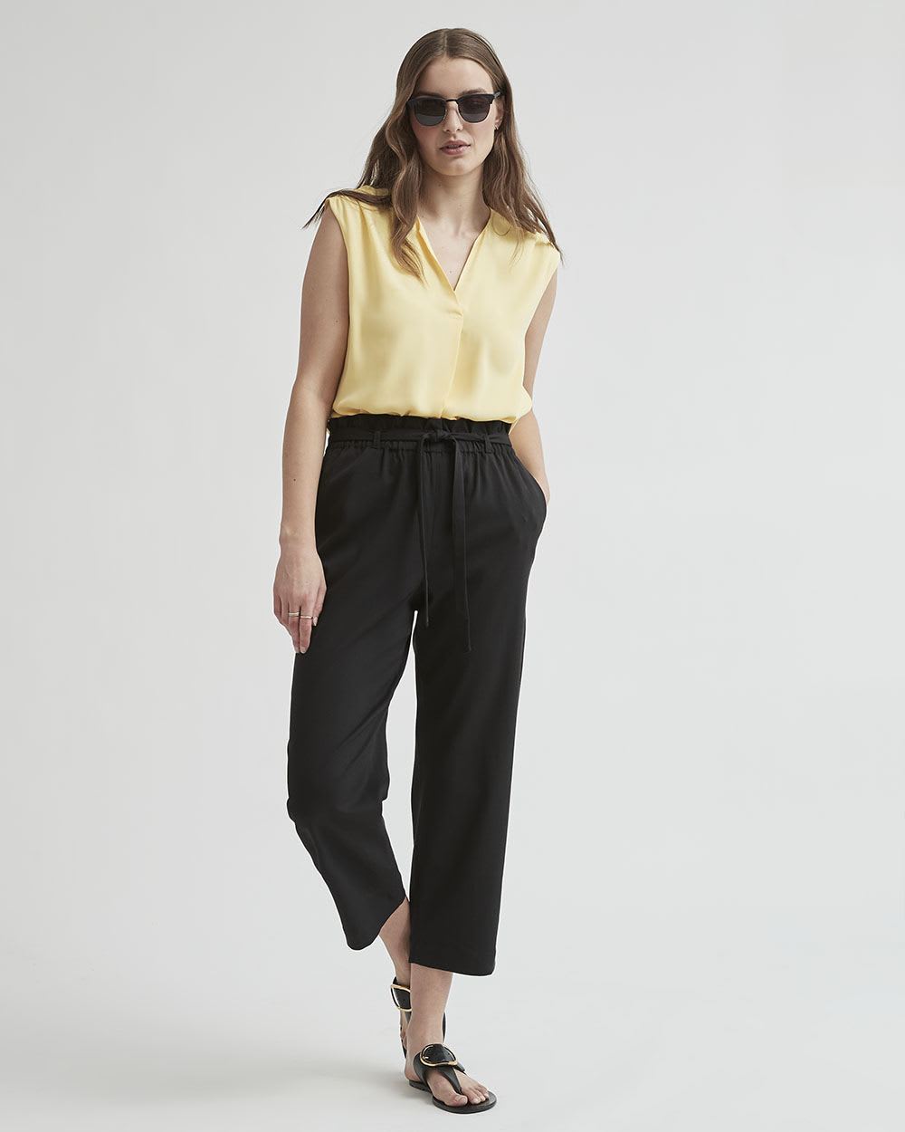High-Rise Tapered-Leg Twill Pant