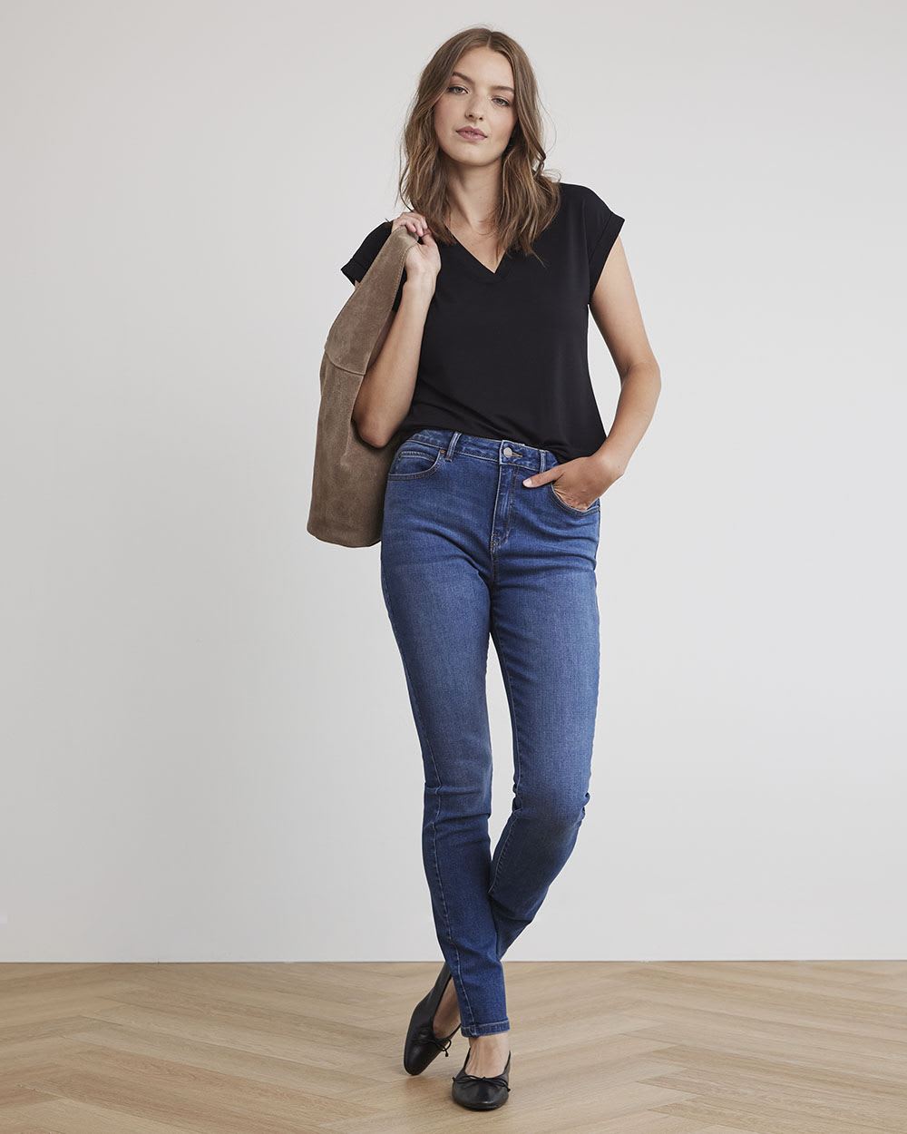 Relaxed-Fit Extended-Sleeve V-Neck T-Shirt