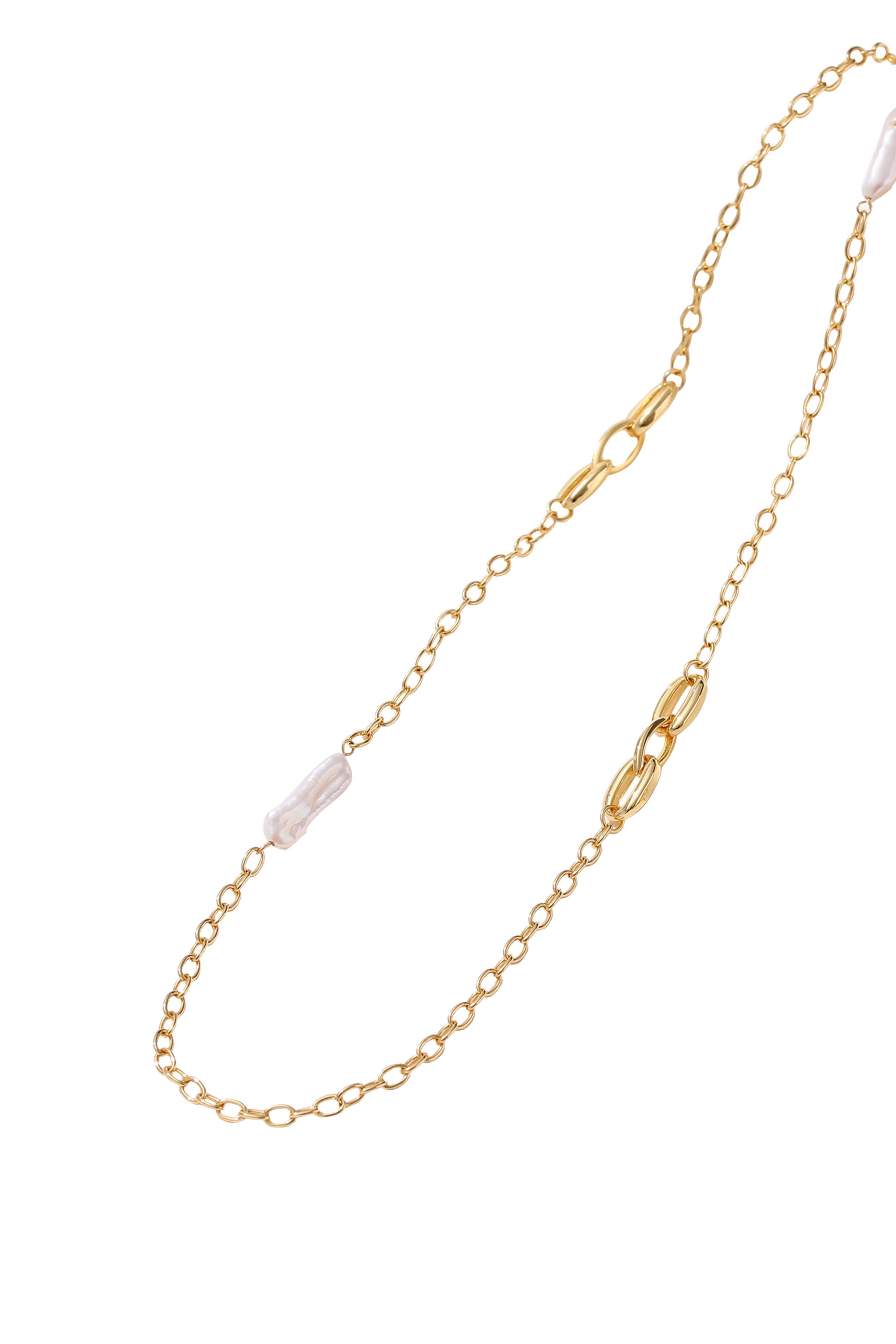 Classicharms-Baroque Pearl Link Chain Long Necklace