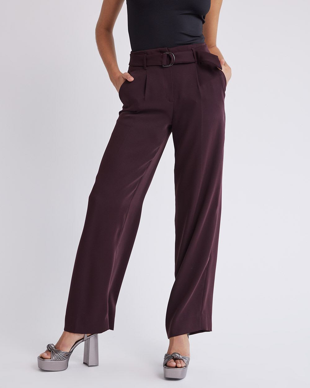 Wide-Leg High-Rise Satin Pant