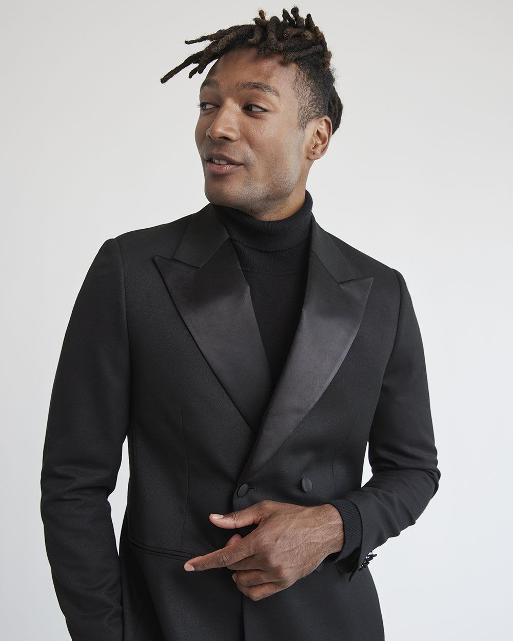 Tailored Fit Black Blazer with Metallic Fibres