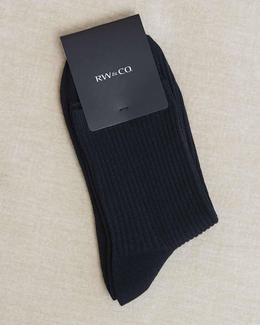 Ribbed Black Crew Socks