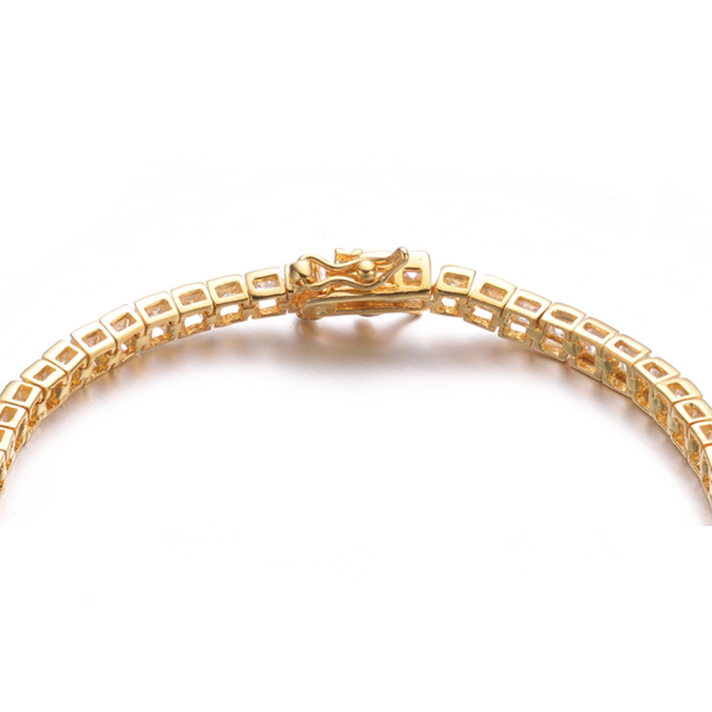 Genevive Sterling Silver Cubic Zirconia Princess-cut Tennis Bracelet