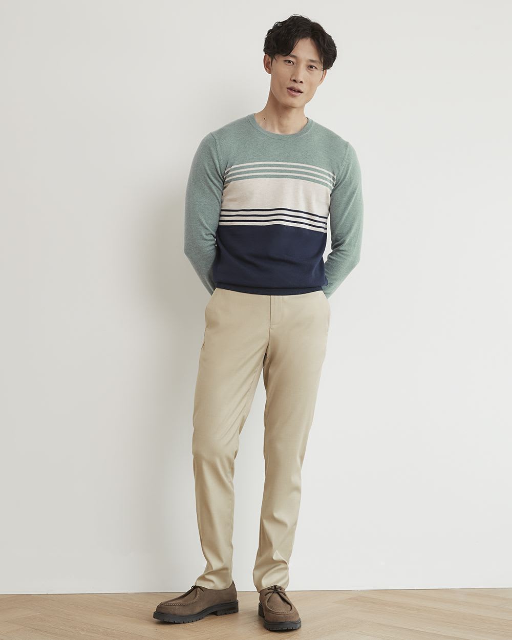 Crew-Neck Sweater with Colour Blocks