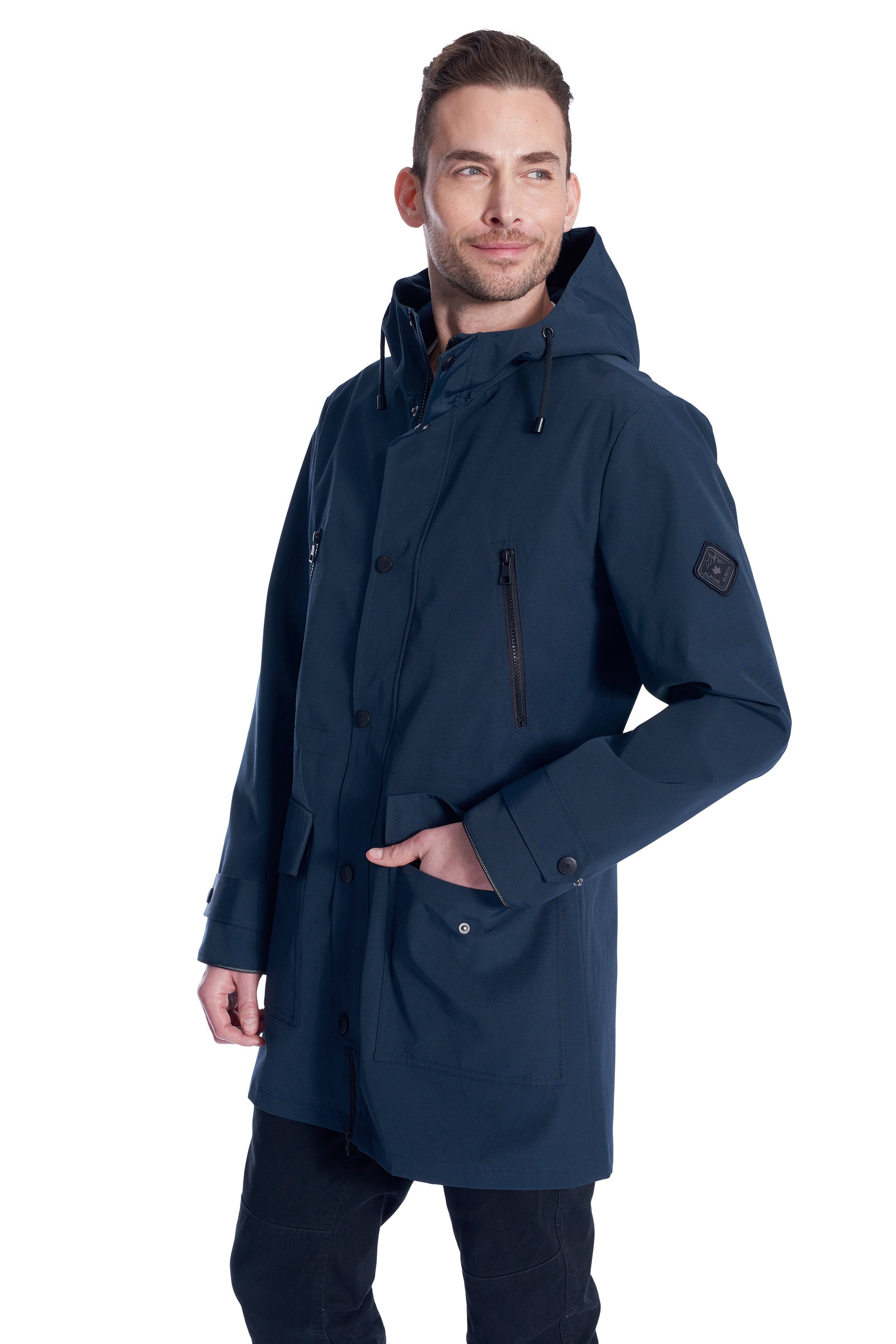 Alpine North Men's Raincoat - Weather Resistant Storm Jacket with Drawstring Hood