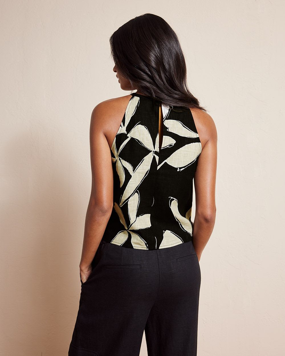 Sleeveless Halter-Neck Linen Blouse