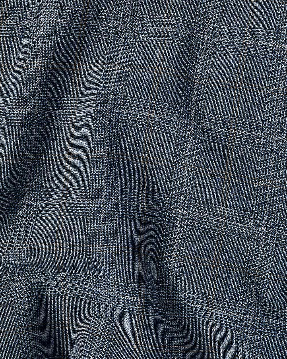 Tailored Fit Blue Checkered Wool Traveler Suit Pant