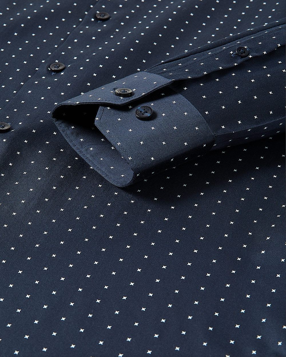 Tailored-Fit Dress Shirt with Star Pattern