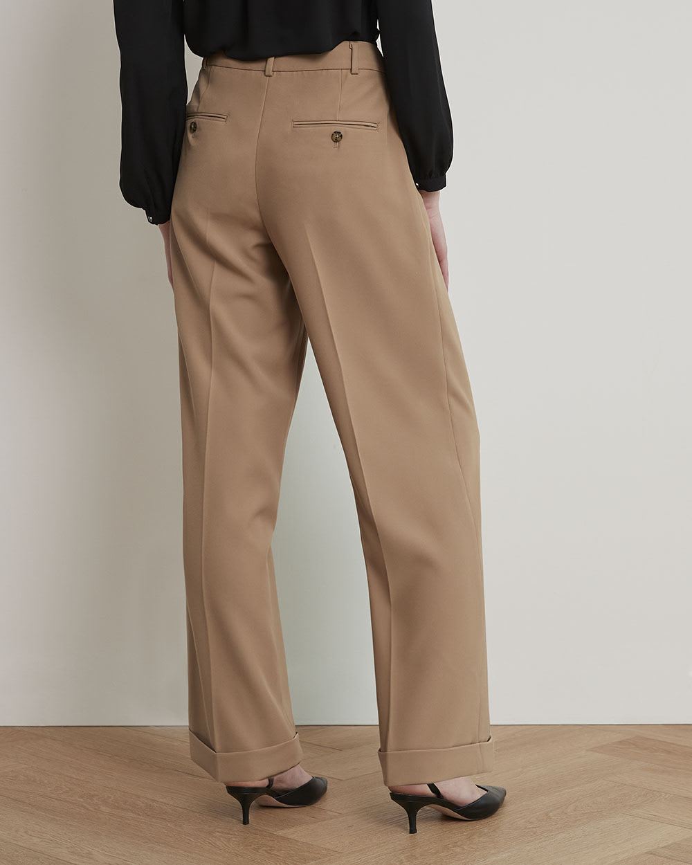 Mid-Rise Long Wide-Leg Flowy Pant