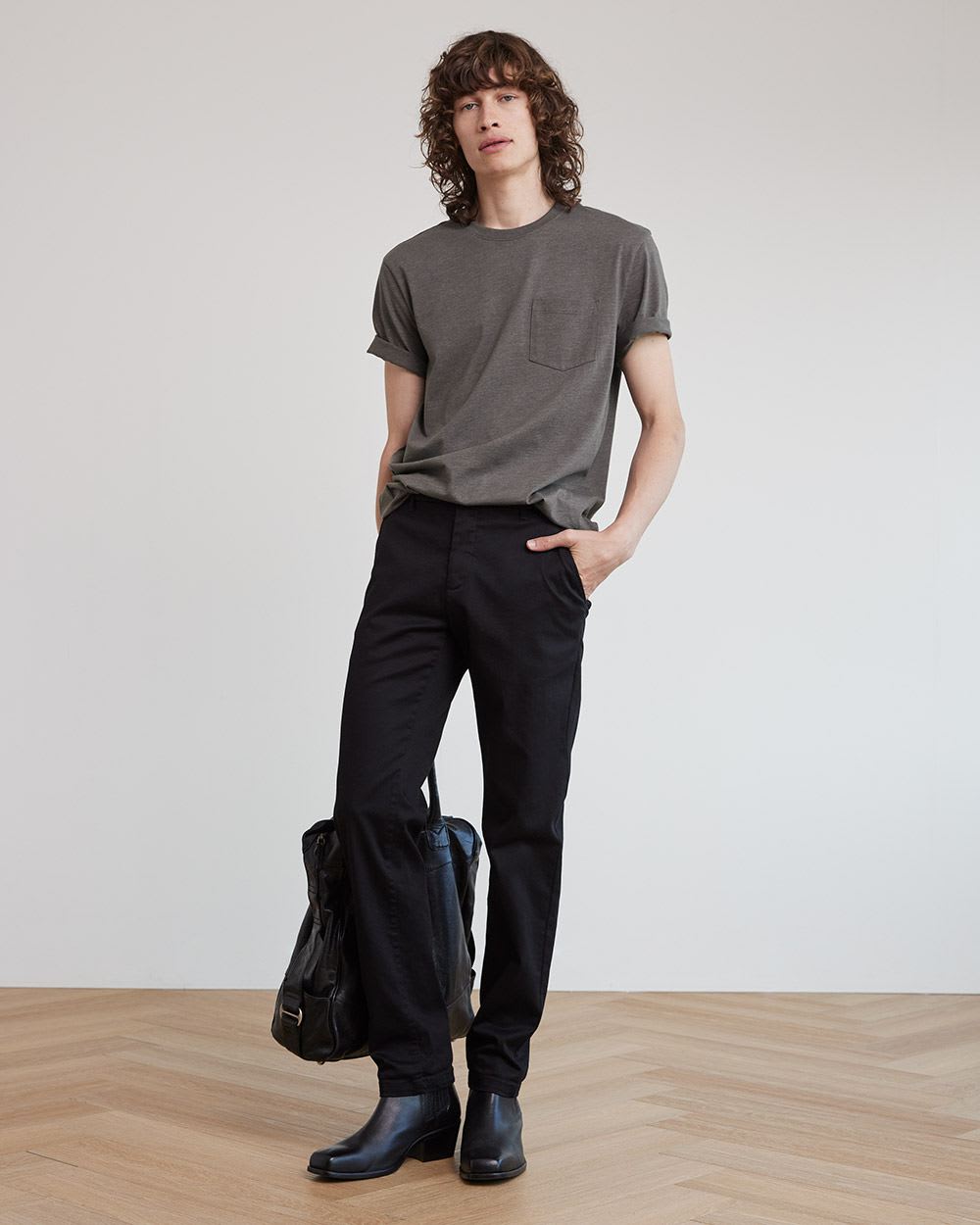 Solid Short-Sleeve Crew-Neck Tee with Chest Pocket