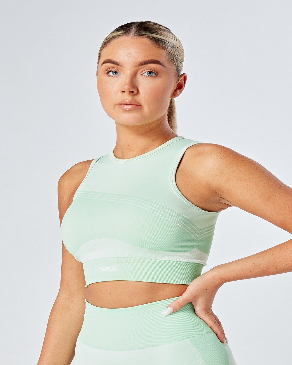 Twill Active - Recycled Colour Block Racer Top - Green