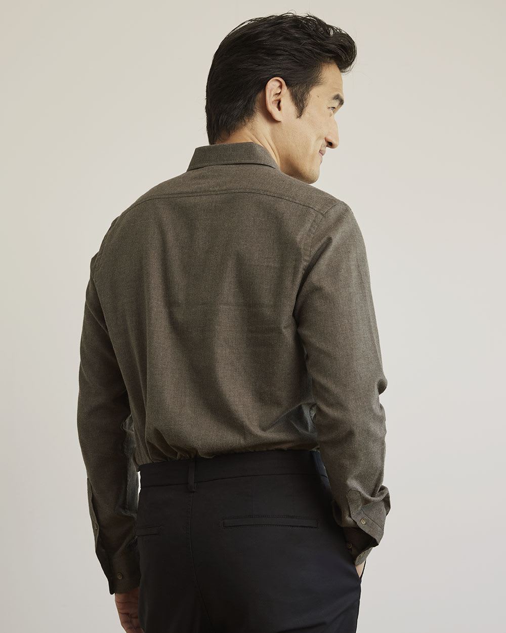 Slim-Fit Solid Flannel Shirt