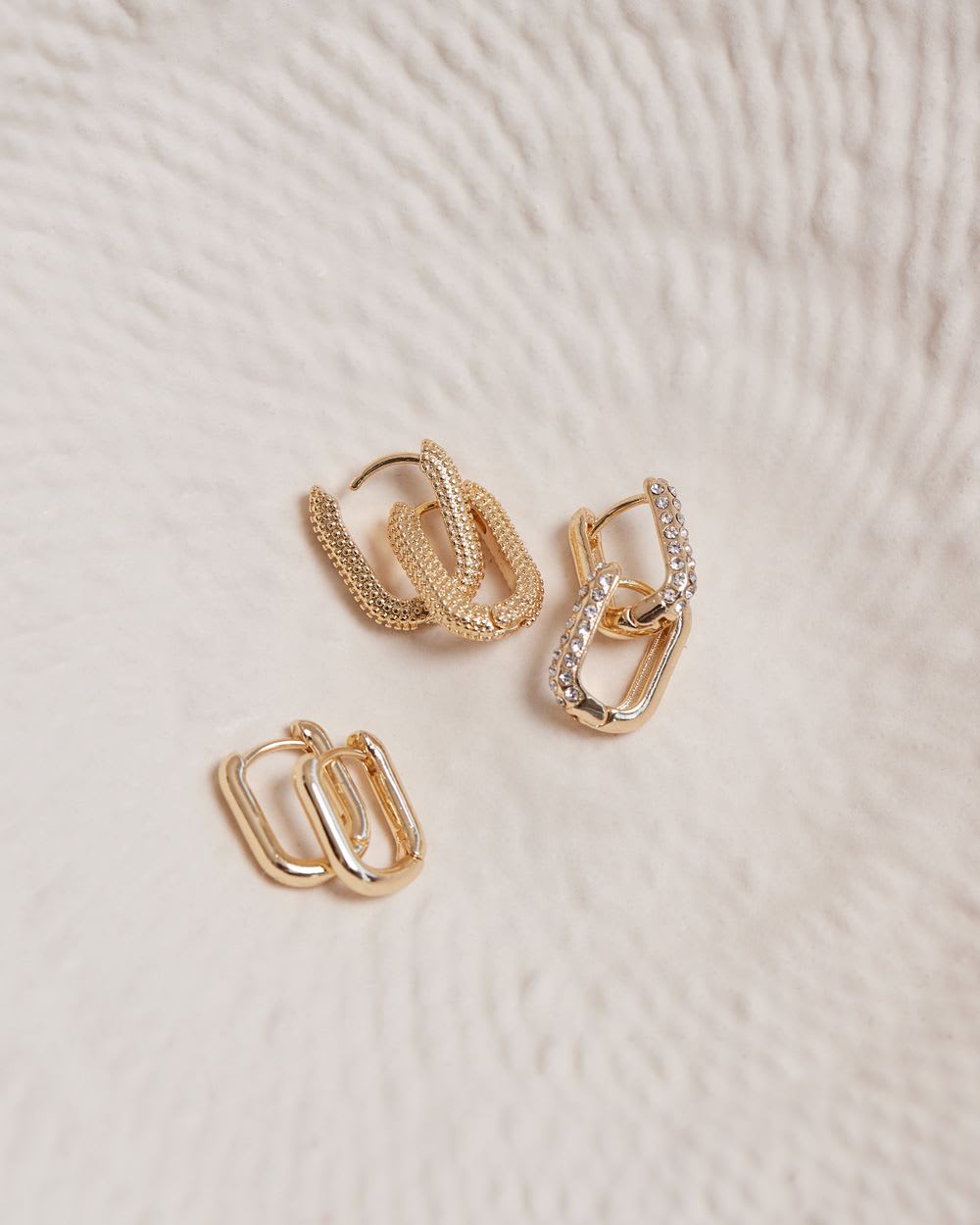 Small Square Hoops, 3 Pairs