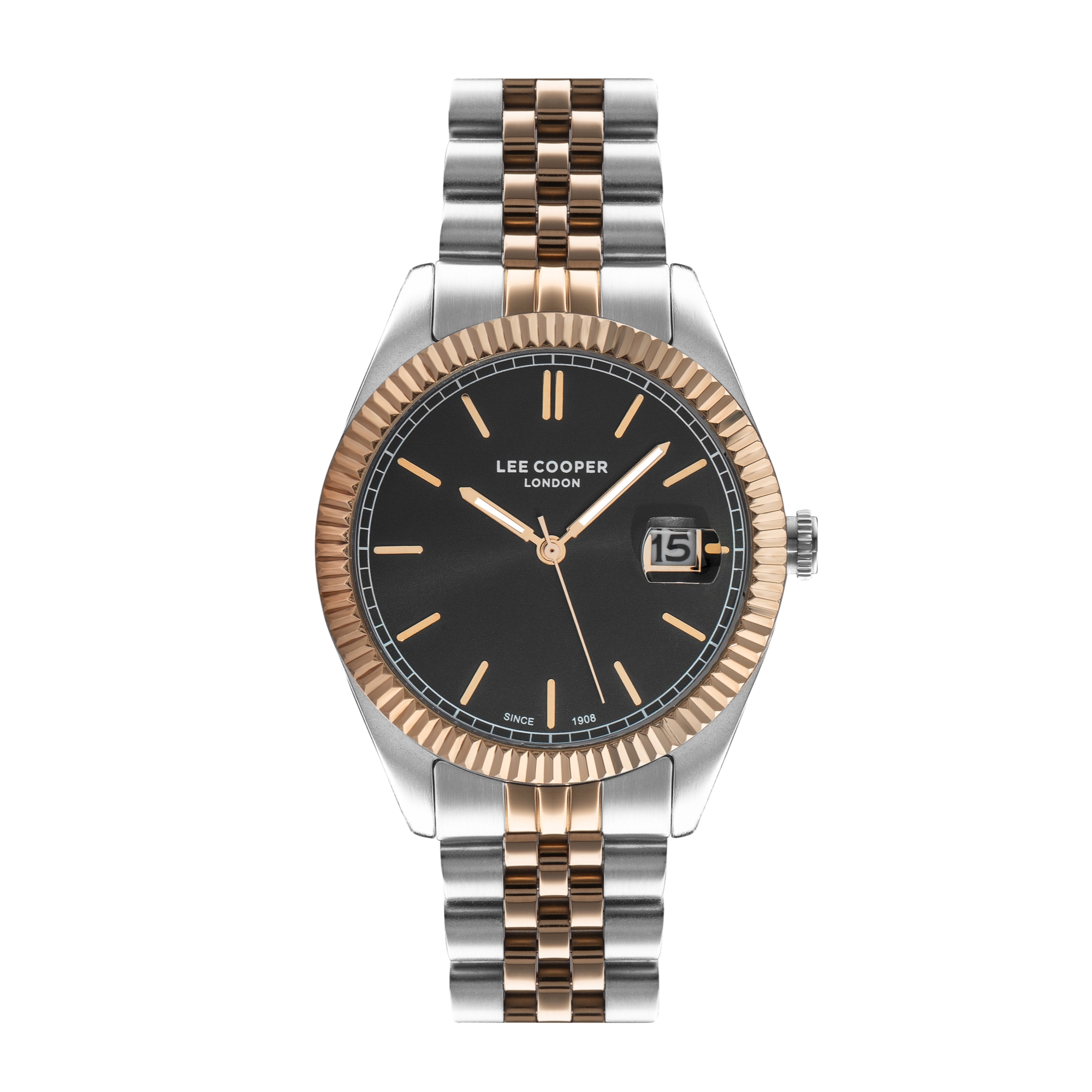 LEE COOPER-Men's Silver 41mm watch w/White Dial