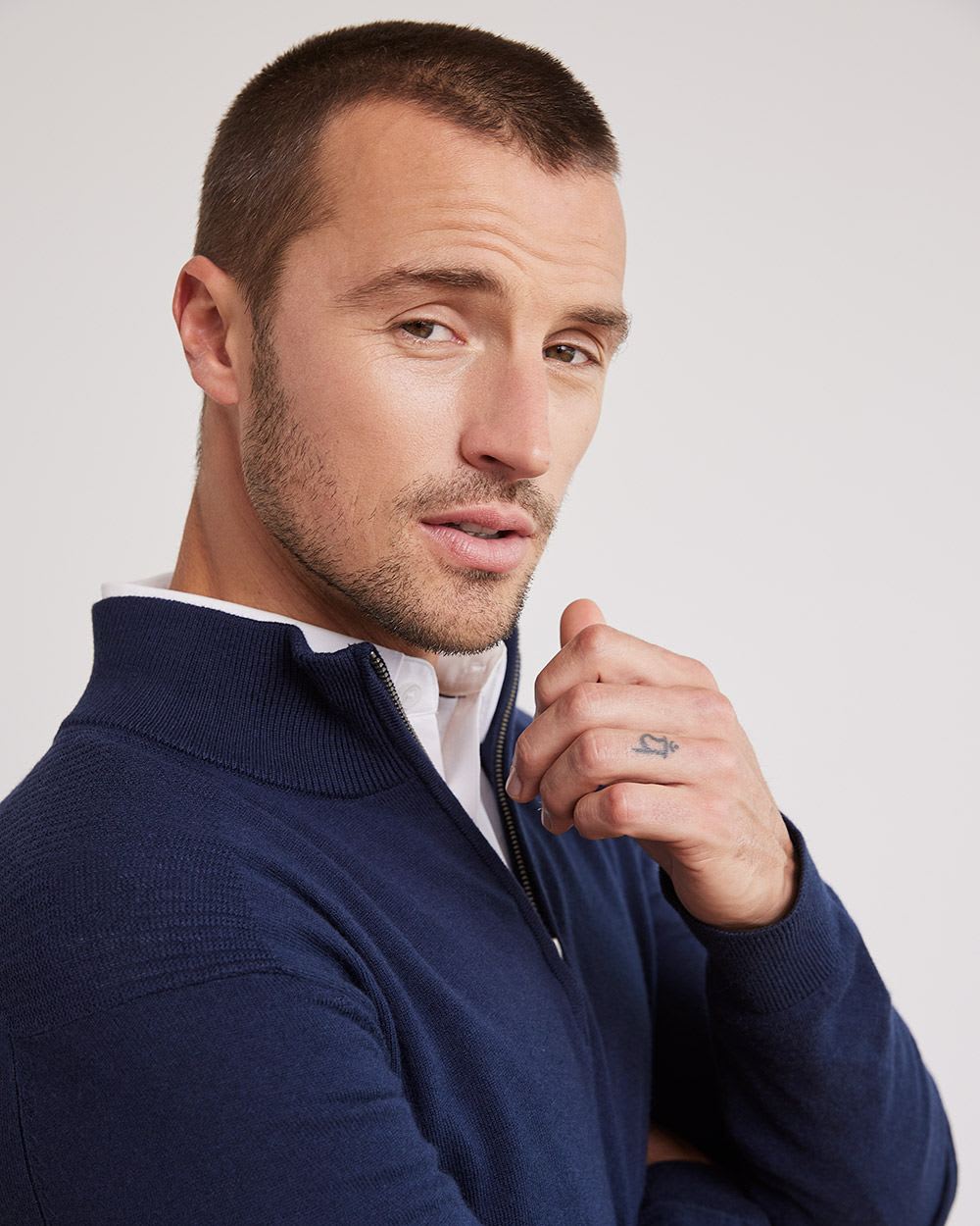 Mock-Neck Sweater with Half-Zip