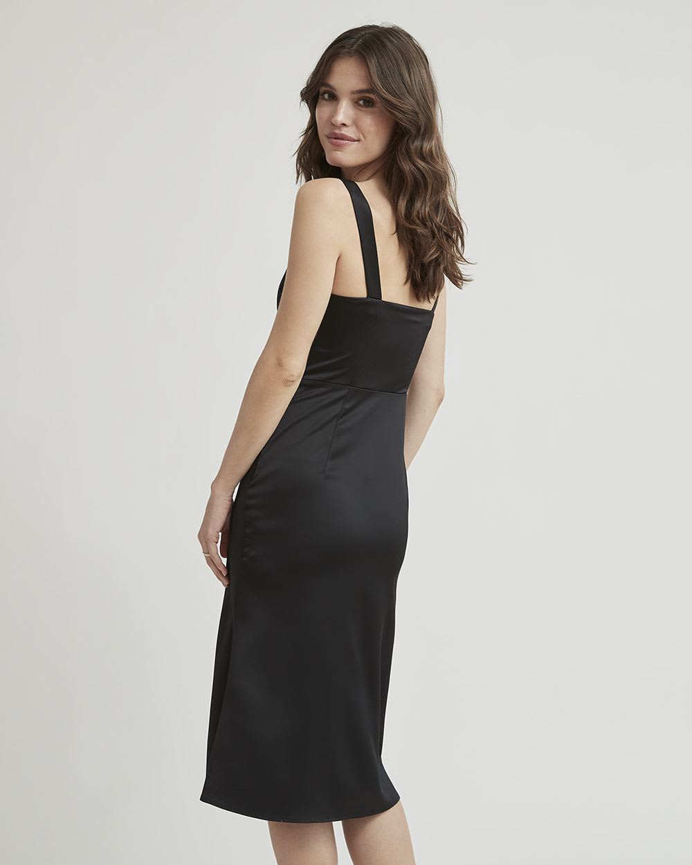 Satin A-Line Cocktail Dress with V Neckline