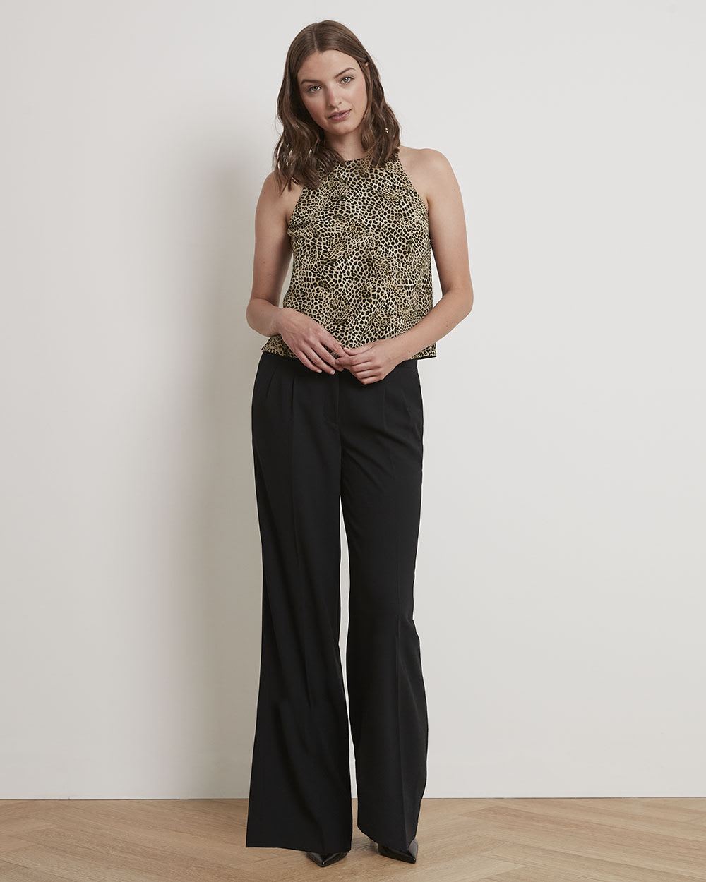 Printed Sleeveless Popover Blouse