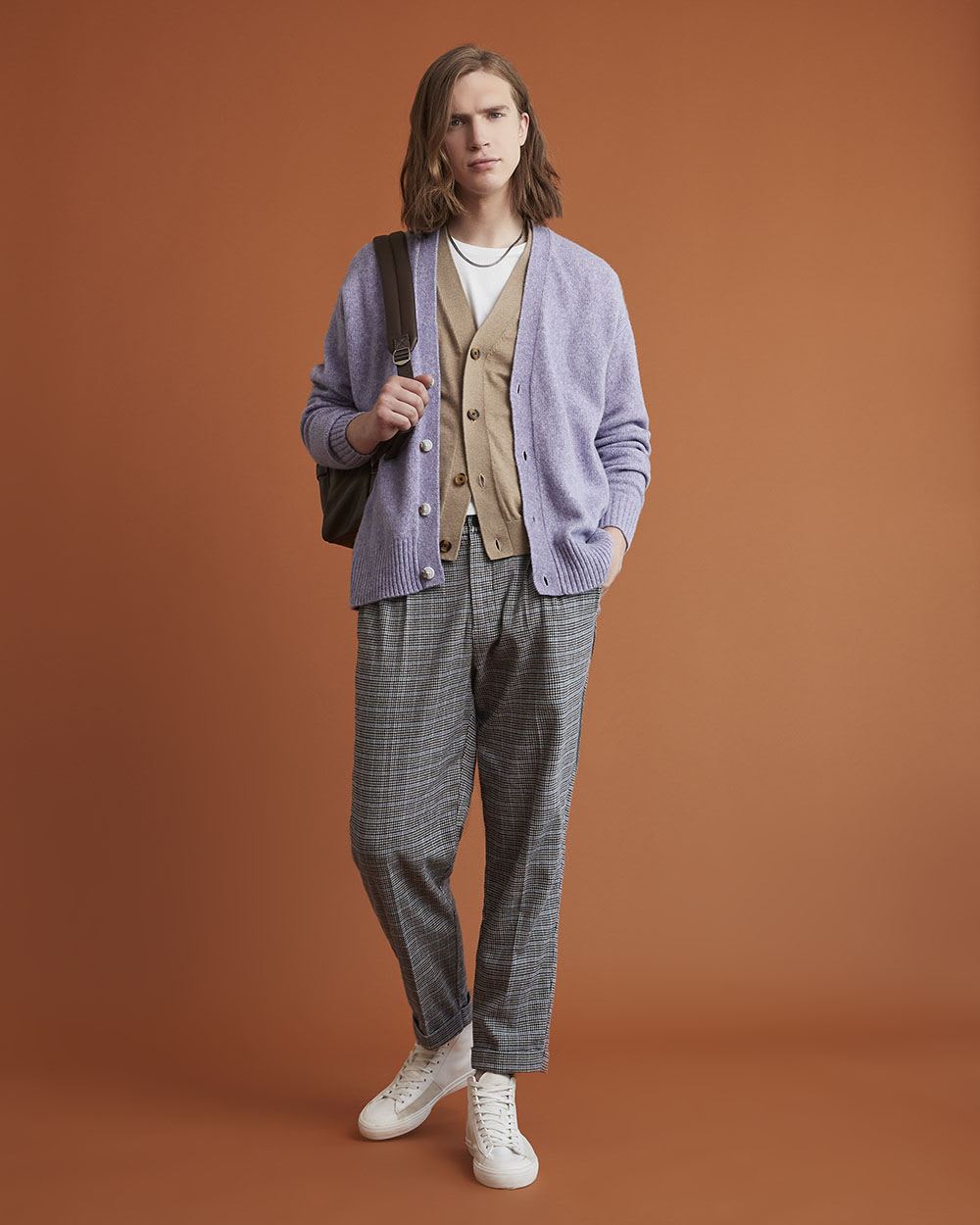 Gender-Neutral Houndstooth Tapered-Leg Pant