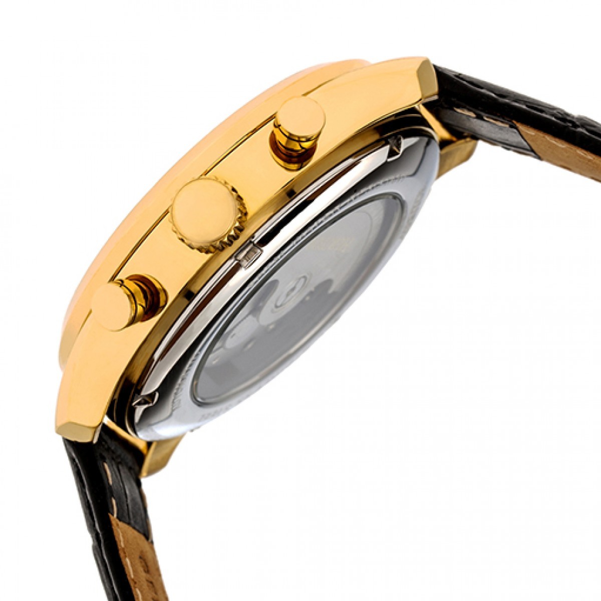 Heritor Automatic - Benedict Leather-Band Watch w/ Day/Date - Gold/Black