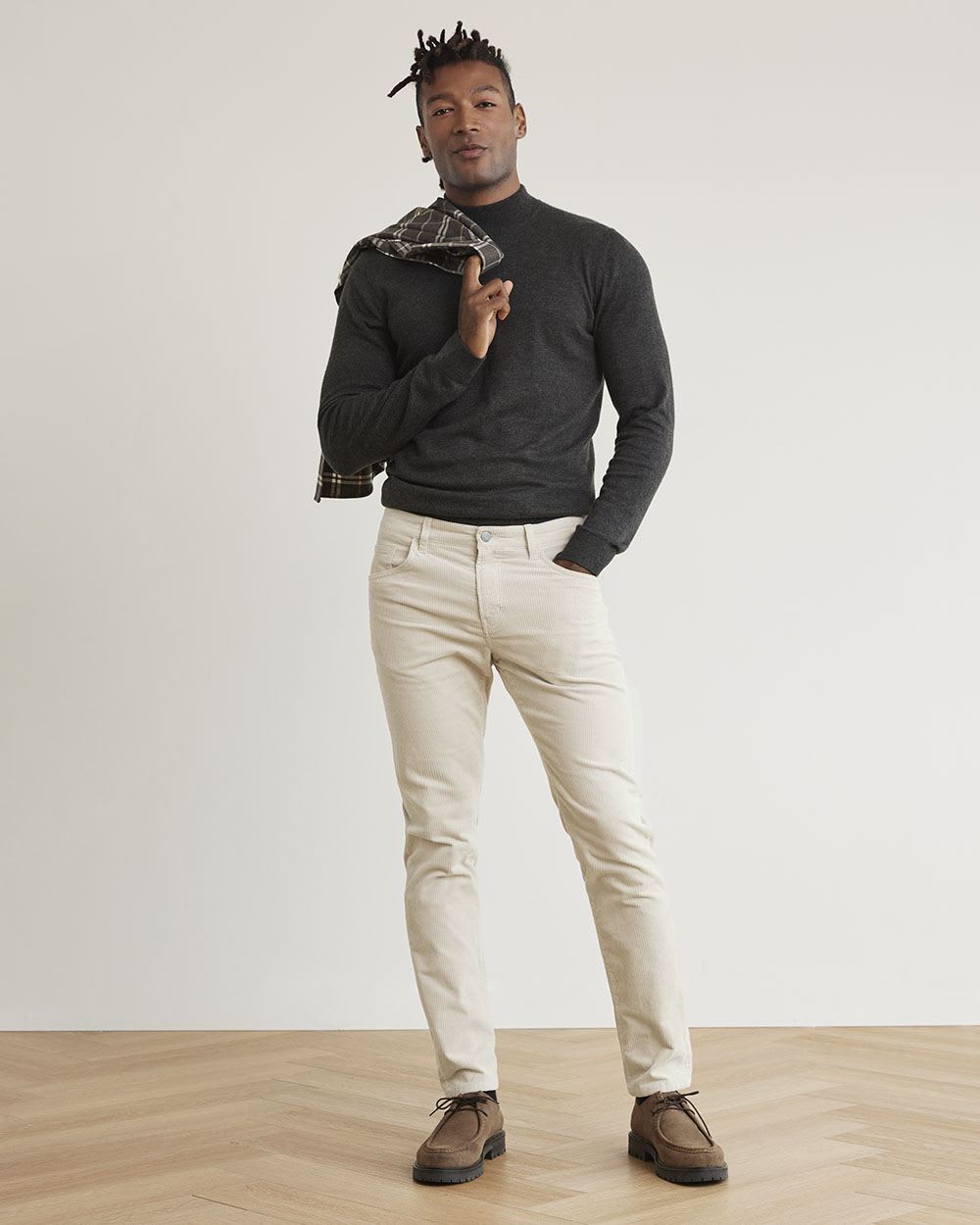 Solid Slim-Fit Corduroy Pants