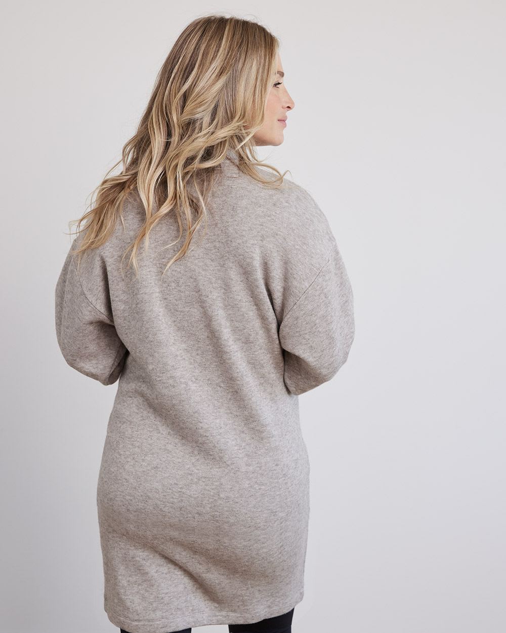 Long-Sleeve Heavy Knit Dress with Crew Neckline - Thyme Maternity