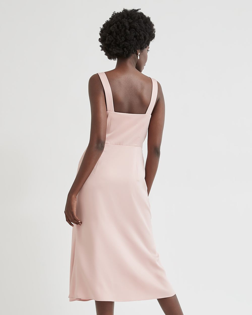 Satin A-Line Cocktail Dress with V Neckline