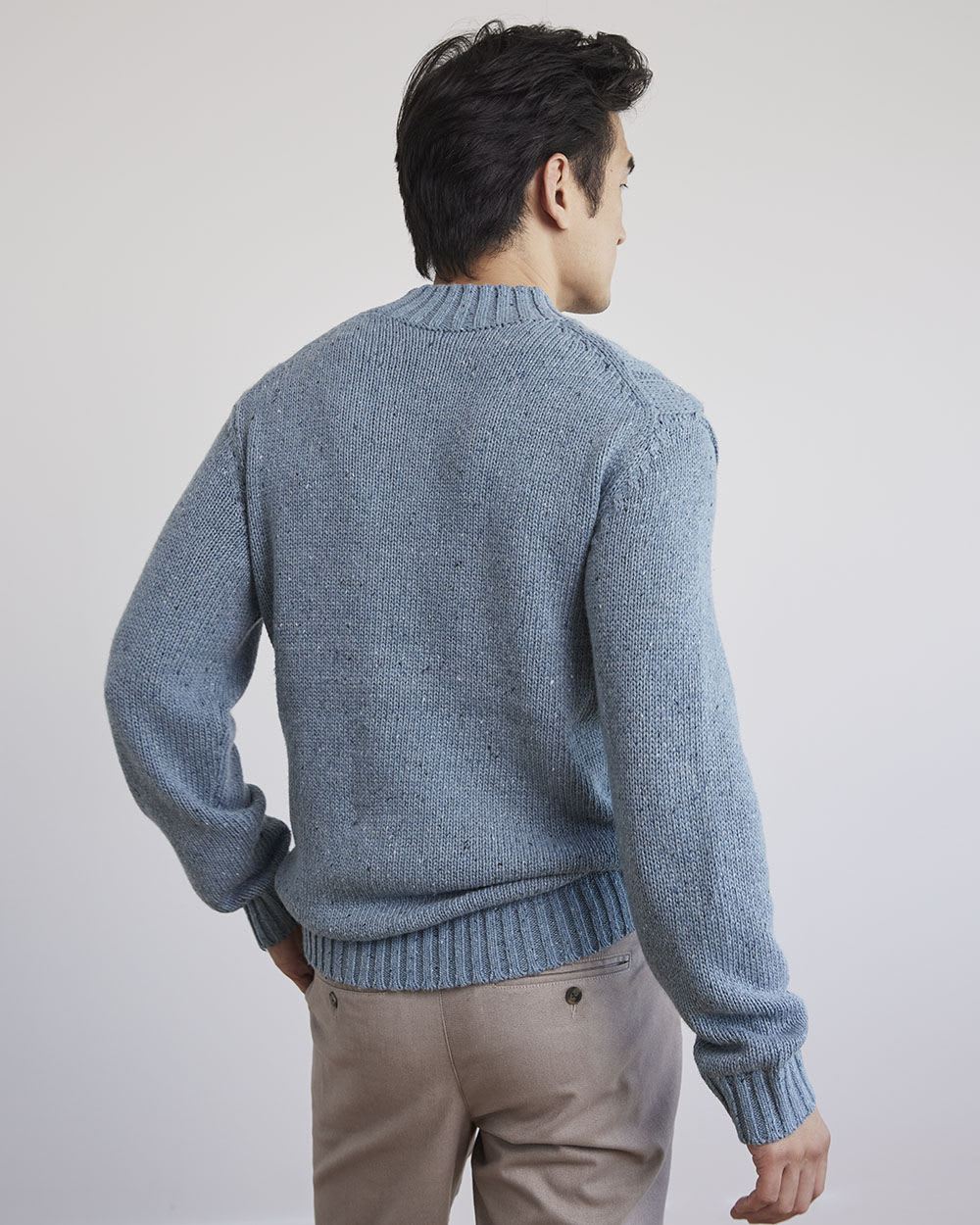 Long-Sleeve Mock-Neck Sweater with Neps