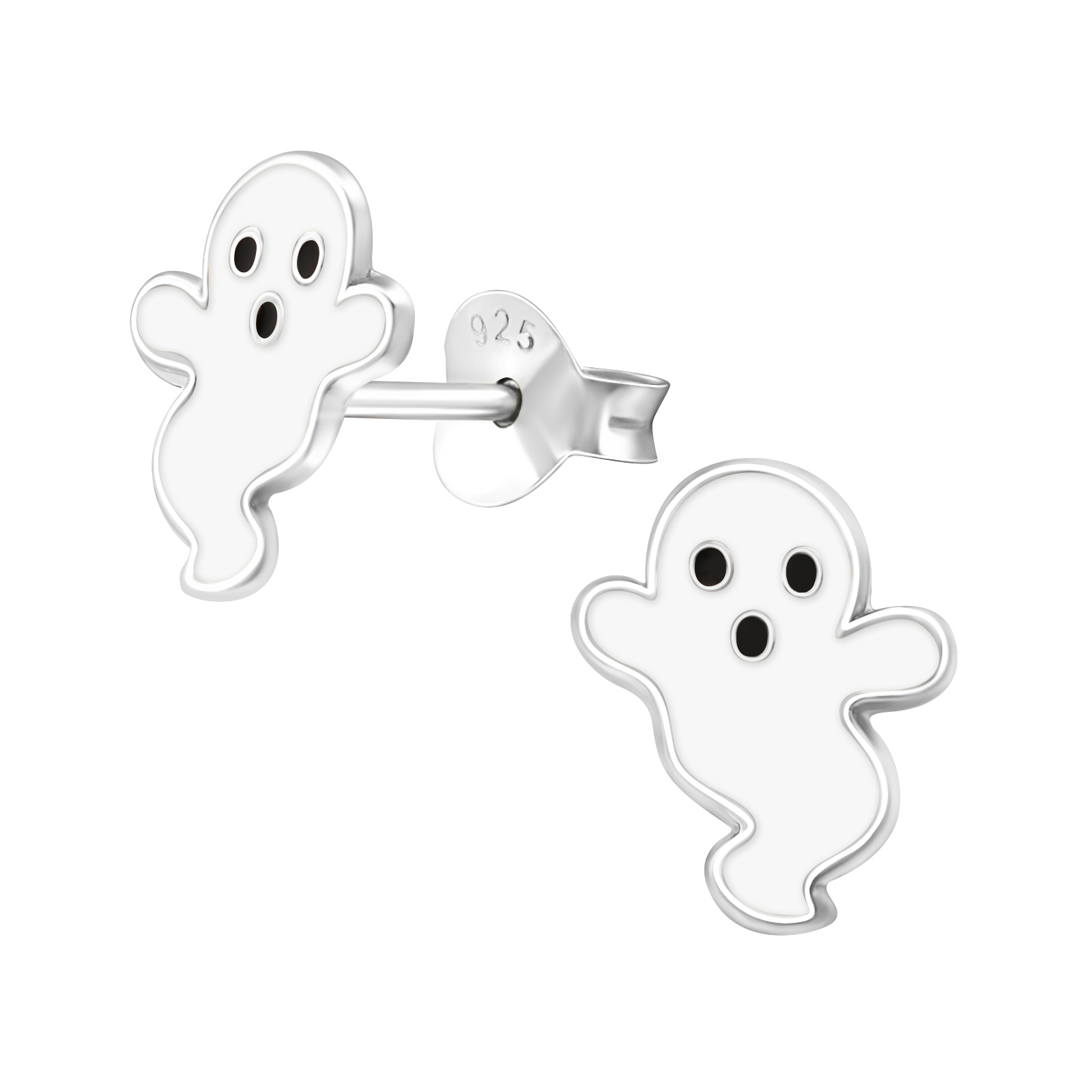 Sterling Silver White Ghost Stud Earrings - Ag Sterling