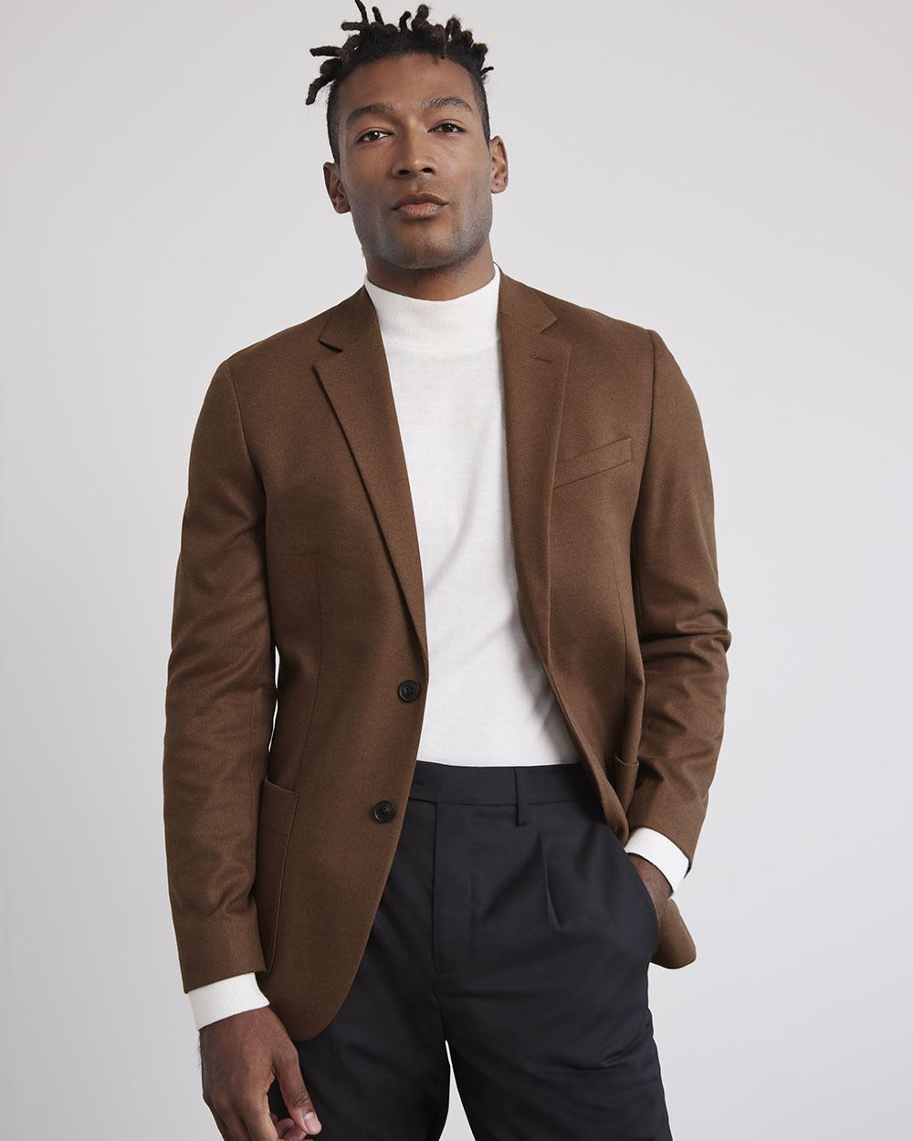 Slim-Fit Brushed Twill Cacao Blazer